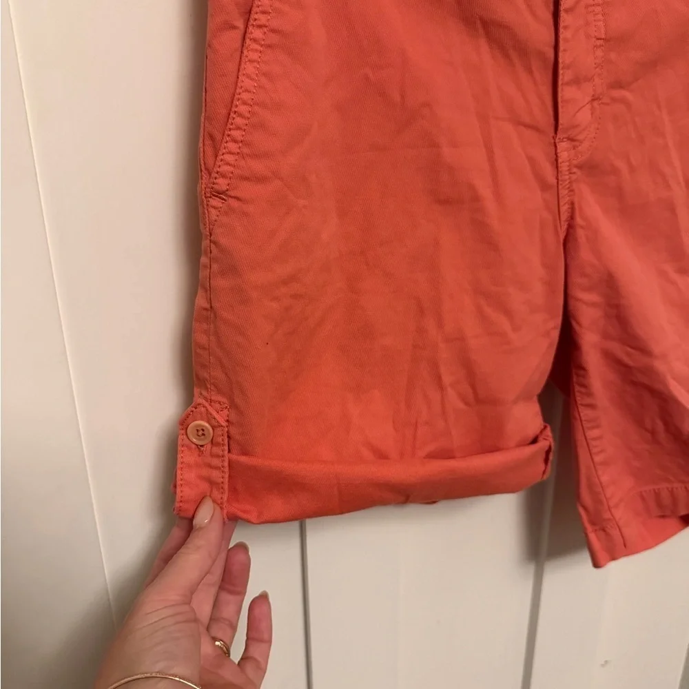 Tory Burch Coral Chino Shorts Roll Tab Preppy Size 27 Cotton